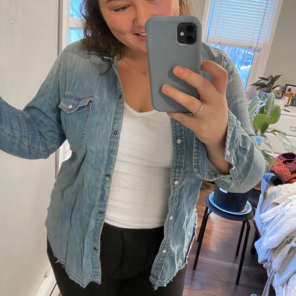 American Eagle Slim fit Denim Button Up Shirt - Picture 3 of 6